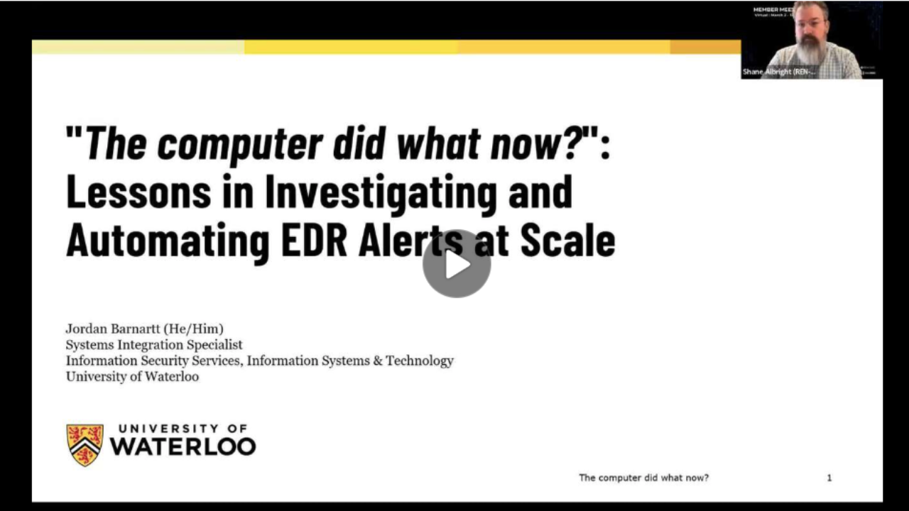 Snapshot of the "The computer did what now?": Lessons in Investigating and Automating EDR Alerts at Scale video